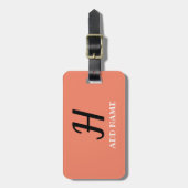 モノグラムエレガントスクリプモダントの桃の名前の追加 ラゲッジタグ (正面縦)