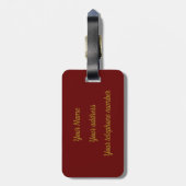 モノグラムエレガントスクリプモダントBurgundy Red金ゴールド ラゲッジタグ (裏面縦)