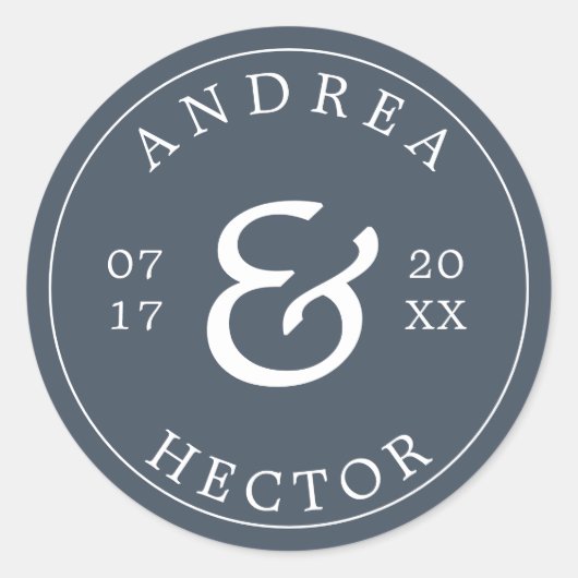 モノグラムエレガントスモーキーネイビー封筒用シール ラウンドシール (正面)