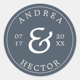 モノグラムエレガントスモーキーネイビー封筒用シール ラウンドシール