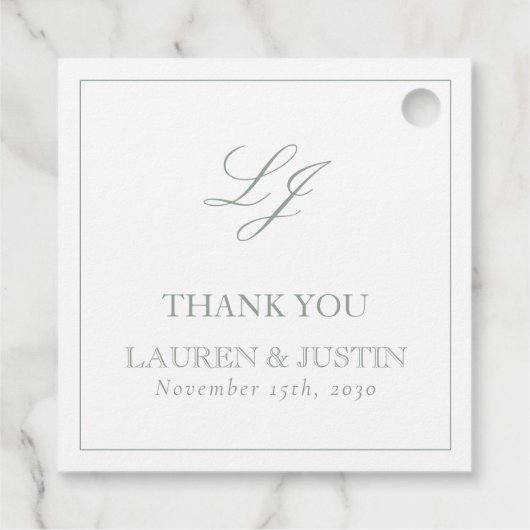 モノグラムエレガントセージ緑ありがとうござ結婚う フェイバータグ (裏面)