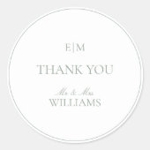 モノグラムエレガントセージ緑ありがとうござ結婚う ラウンドシール (正面)