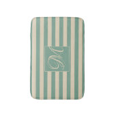 モノグラムエレガントターコイズクリームズストライプコースト バスマット (正面縦)