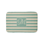 モノグラムエレガントターコイズクリームズストライプコースト バスマット (正面)