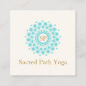 モノグラムエレガントターコイズブルーマンダラ スクエア名刺 (正面)