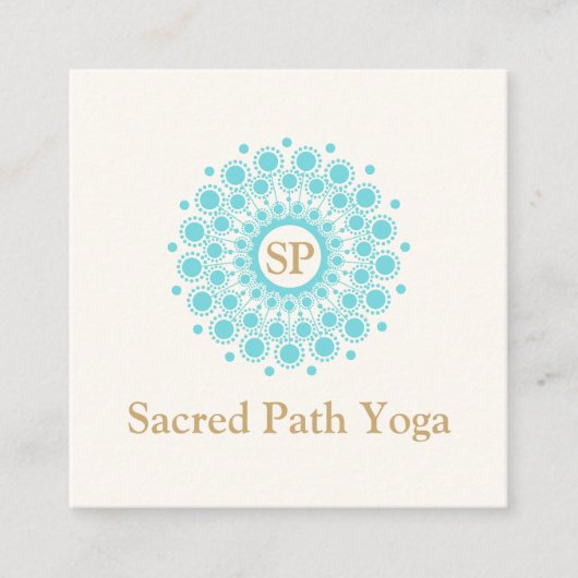 モノグラムエレガントターコイズブルーマンダラ スクエア名刺 (正面)