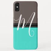 モノグラムエレガントターコイズ&ヴェンジ無地のカラー Case-Mate iPhoneケース (裏面)