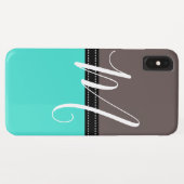 モノグラムエレガントターコイズ&ヴェンジ無地のカラー Case-Mate iPhoneケース (裏面(横))