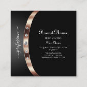 モノグラムエレガントダイヤモンドを使用したブラックおよびバラ金ゴールド スクエア名刺 (裏面)