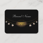 モノグラムエレガントダイヤモンド付き非常に黒と金ゴールド 名刺 (正面)