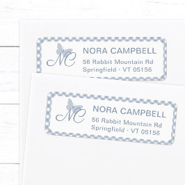 モノグラムエレガントダスティブルーギンガム差出人住所 ラベル