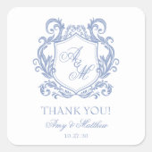 モノグラムエレガントダスティブルークレスト結婚ーズ スクエアシール (正面)