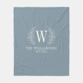 モノグラムエレガントダスティブルーファミリー名 フリースブランケット (正面)