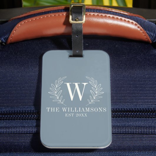 モノグラムエレガントダスティブルーファミリー名 ラゲッジタグ (正面インサイチュ2)