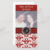 モノグラムエレガントダマスク日付の写真カードを保存 セーブザデート (正面/裏面)