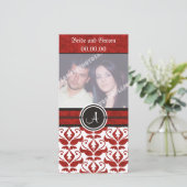 モノグラムエレガントダマスク日付の写真カードを保存 セーブザデート (スタンド正面)