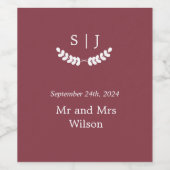 モノグラムエレガントダークレッドジュエルトーン ワインラベル (シングルラベル)