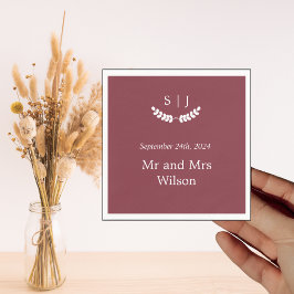 モノグラムエレガントダーク赤い宝石トーンディナー スタンダードカクテルナプキン