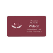 モノグラムエレガントダーク赤い宝石トーンReturnAddress ラベル (正面)