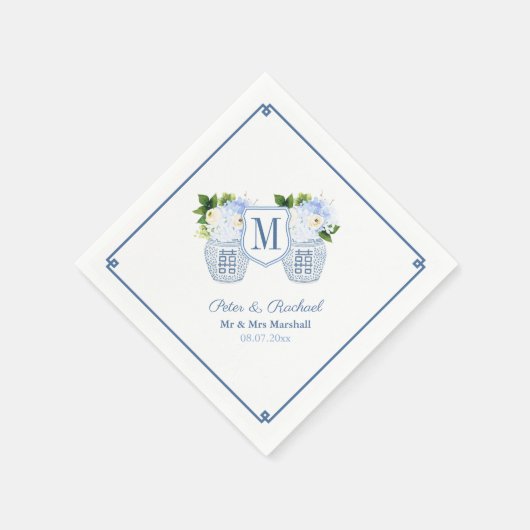 モノグラムエレガントチノワセリー結婚式レセプション スタンダードカクテルナプキン (角)