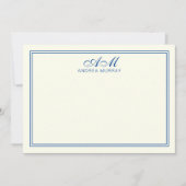 モノグラムエレガントツネ縁どイビーブルーアイボリー ノートカード (正面)