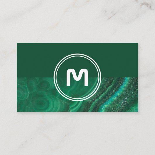 モノグラムエレガントツートーン深いグリーンクリスタル 名刺 (正面)