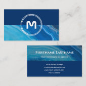 モノグラムエレガントツートーン深い青色結晶 名刺 (正面/裏面)