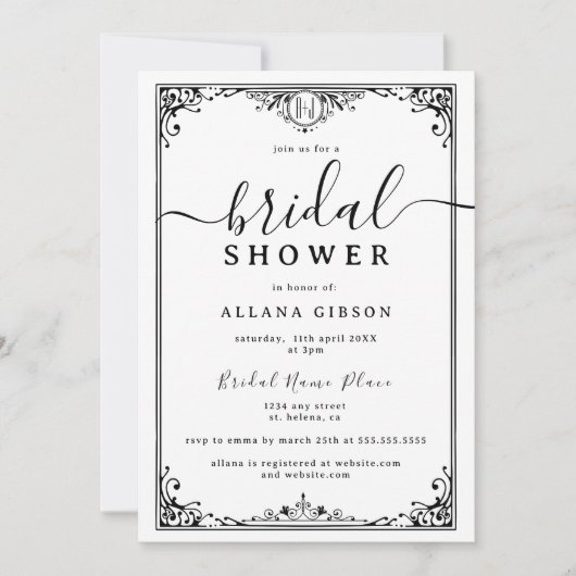 モノグラムエレガントティルデス私たちパートタロット招待 招待状 (正面)