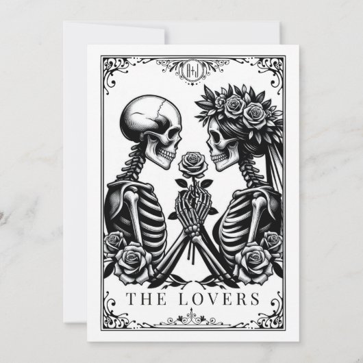 モノグラムエレガントティルデス私たちパートタロット招待 招待状 (裏面)