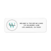 モノグラムエレガントティール（緑がかった色）グリーン差出人住所ラベル ラベル (正面)