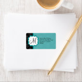 モノグラムエレガントティール（緑がかった色）ダマスク ラベル (インサイチュ)