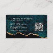モノグラムエレガントティール（緑がかった色）金ゴールドゲートQRコード 名刺 (裏面)