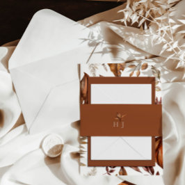 モノグラムエレガントテラコタ結婚ズ 招待状ベリーバンド