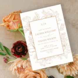 モノグラムエレガントテラコッタフローララ結婚イン 招待状