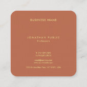 モノグラムエレガントテンプレートラグジュアリープレミアムリネン スクエア名刺 (裏面)