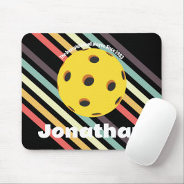 モノグラムエレガントトレンディーレトロピックボールブラック マウスパッド