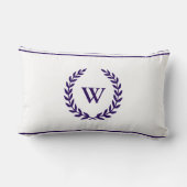 モノグラムエレガントネイビーブルーと白い腰枕 ランバークッション (裏面)