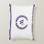 モノグラムエレガントネイビーブルーと白アクセント枕 アクセントクッション (裏面(縦))