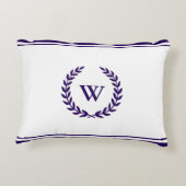 モノグラムエレガントネイビーブルーと白アクセント枕 アクセントクッション (裏面)