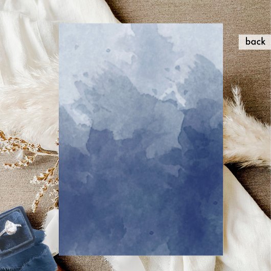 モノグラムエレガントネイビーブルーウォーター結婚カラー 招待状