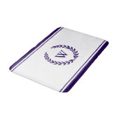 モノグラムエレガントネイビーブルーオンホワイトバスマット バスマット (アングル)