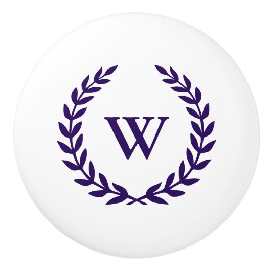 モノグラムエレガントネイビーブルーホワイトセラミックノブ セラミックノブ (正面)