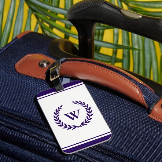 モノグラムエレガントネイビーブルーホワイトラゲージタグ ラゲッジタグ (正面インサイチュ1)