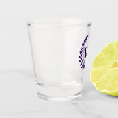 モノグラムエレガントネイビーブルーローレルリースクラシック ショットグラス (左)