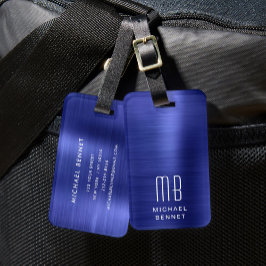 モノグラムエレガントネイビーブルー ラゲッジタグ