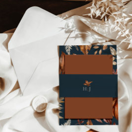 モノグラムエレガントネイビー結婚ズ 招待状ベリーバンド