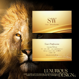 モノグラムエレガントノーブル付き金ゴールドベージュ曲線デコール 名刺