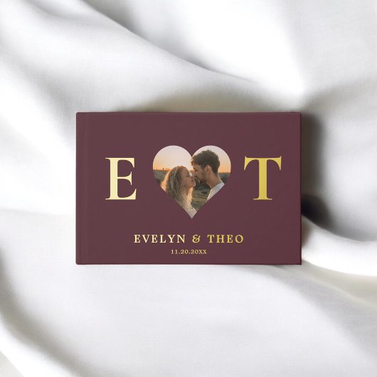 モノグラムエレガントハートバー結婚グンディーズゲストブック ゲストブック