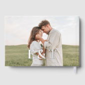 モノグラムエレガントハートブルー結婚ズゲストブック ゲストブック (裏面)