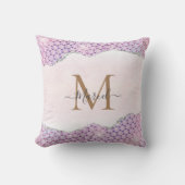 モノグラムエレガントバラピンクグリッター クッション (正面)